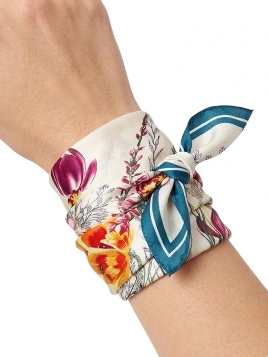 Venetian Garden Teal Square Scarf (NWT) - Picture 14 of 16